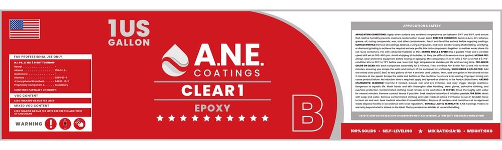 Product Label - A.N.E. Coatings Clear 1 Epoxy